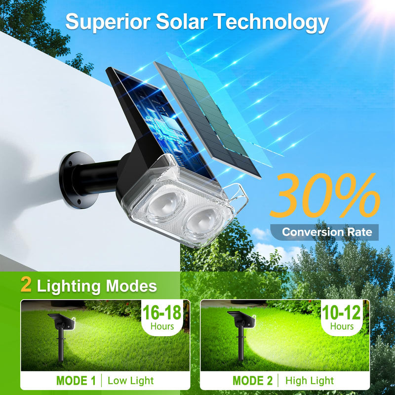 LETMY New Upgrade Solar Spot Lights Outdoor Waterproof with Bigger LED, 6 Pack Auto ON/Off Solar Lights Outdoor, 2-in-1 Wall Lights & 2 Modes Landscape Spotlights for Tree Yard Pathway Garden Decor Cool White