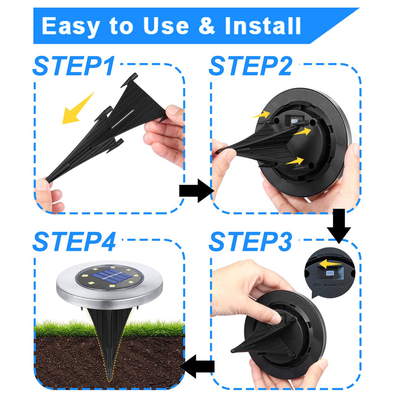 Solar Ground Lights, Waterproof Solar Garden Lights, Upgraded Outdoor Garden Waterproof Bright in-Ground Light, Landscape Lighting for Pathway,Yard,Deck,Lawn,Patio,Walkway (12 Pack Warm Light) 12 Pack
