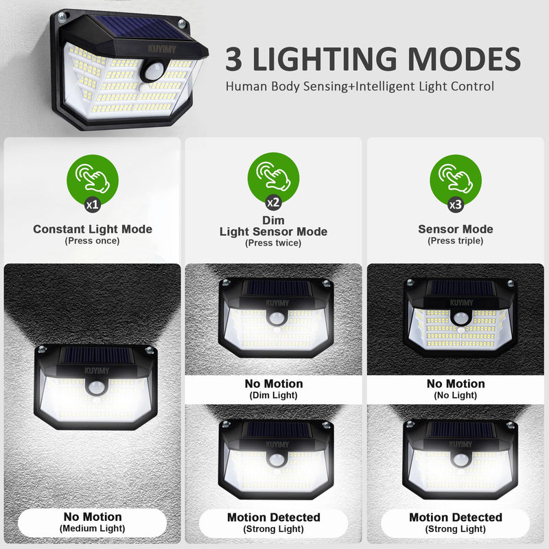 Solar Outdoor Lights, 230 LED with Motion Sensor and 3 Modes, IP65 Waterproof, 270° Wide Angle Light, Easy-to-Install Intelligent Security Wireless Wall Lights for Patio, Front Door(6 Pack) 6 Pack