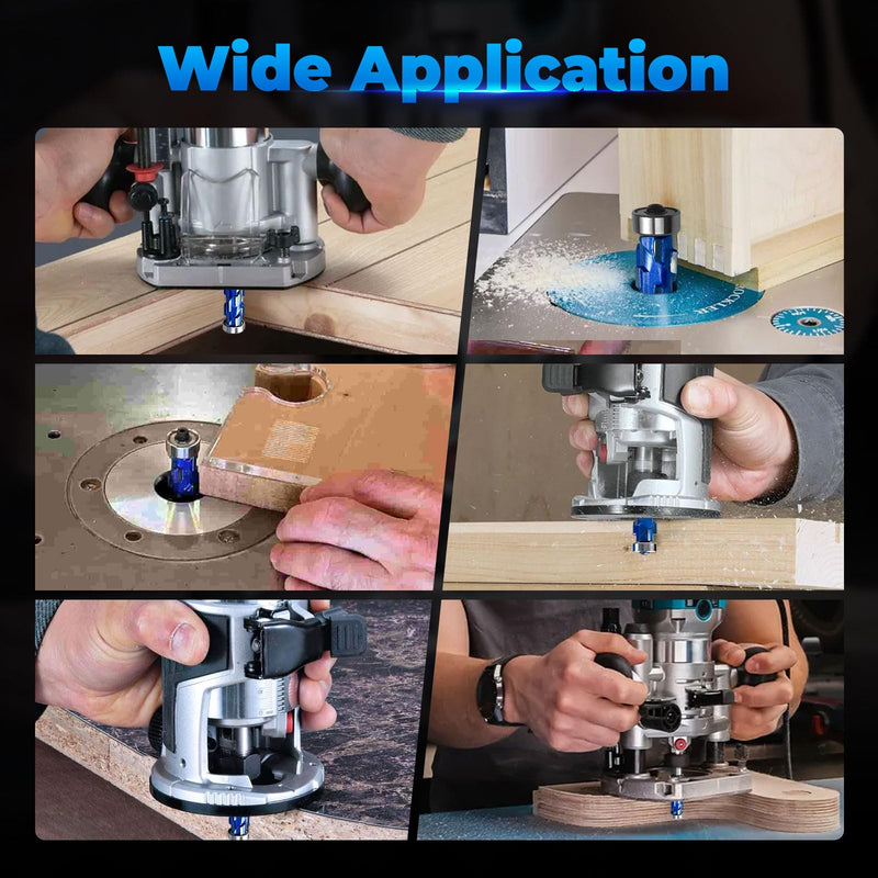 2PCS 1/2" Shank Flush Trim Router Bit Set Double Bearings Flush Trim Bit Trimming Tool Woodworking Milling Cutter Tool Router Template Bit for Wood MDF