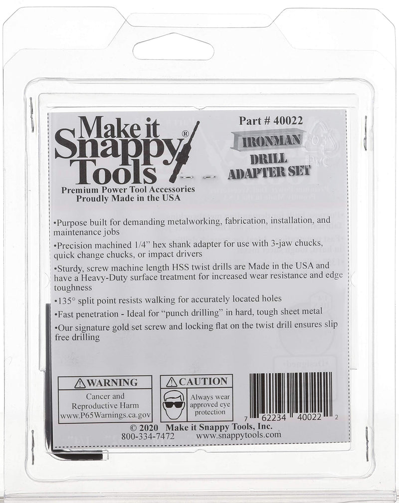 Make it Snappy Tools Ironman 5 piece Quick Change Drill Bit Adapter Set for Metalworking, Fabrication and Installation