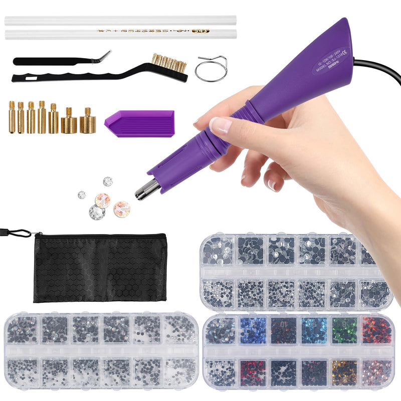 Maxmartt Hotfix Applicator Tool, DIY Hot Fix Rhinestone Setter, Quick Heating Hot Fix Wand Rhinestone, DIY Applicator Embellishment Tools, for Setting Rhinestones and Beads (Purple) purple