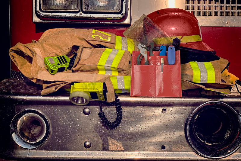 LINE2design Firefighter Tool Pouch 4-Pocket Tool Holder Police Belt - EMS Glove Pouch Fits Inside Turnout-Bunker Pockets