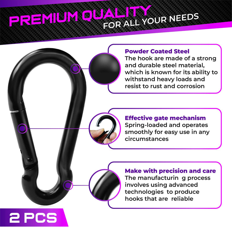 Spring Snap Hooks, Carabiner Clip, Heavy Duty Rope Connector, Quick Link Carabiners Spring Snap Hooks for Indoor & Outdoor, Camping, Climbing, Fishing, Hiking 2Pcs 5.5In