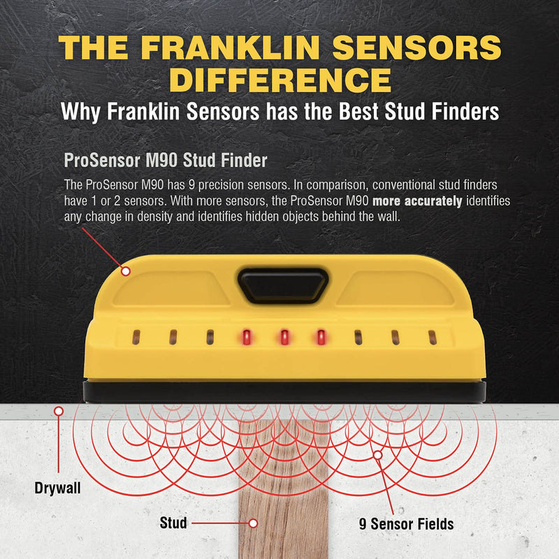 Franklin Sensors ProSensor M90 Stud Finder with 9-Sensors, Wood & Metal Stud Detector/Wall Scanner, Made in The USA Yellow