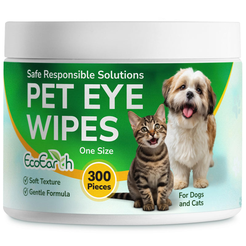 Premium Eye Wipes for Dogs & Cats - 300 Pcs - Pet Eyes Cleaning Pads to Remove Tear Stains, Crust & Discharge - Perfect for Pets Daily Care - Helps with Itching & Dryness - Pre-Soaked & Disposable 3-Pack (300pcs)