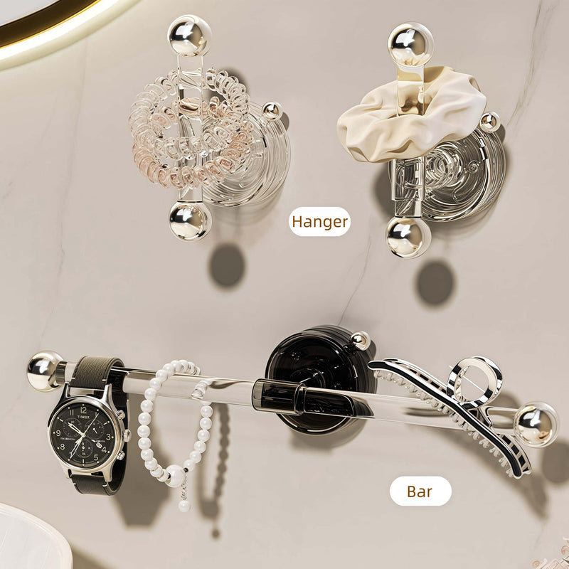 Set of Transparent Suction Cup Washcloth Bar & Suction Cup Hanger Hook Removable Reusable Suction Cup Rack for Shower Bathroom Kitchen (Transparent)