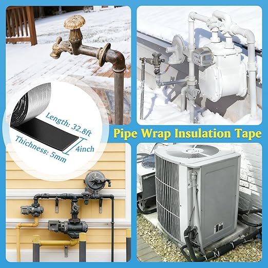 32.8 FTx 3 in Foiled Back Fiberglass Pipe Insulation Wrap,Pipe Insulation Foam Wrap Tape Ceramic Water Pipe Insulation Wrap for Outdoor Indoor Pipe Insulation Wrap Freezing Weather (1 Pack) 1