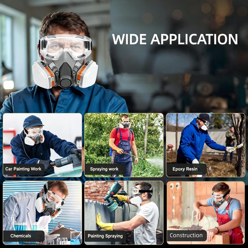 Reusable Half Face Respirator with Goggle for Paint, Epoxy Resin