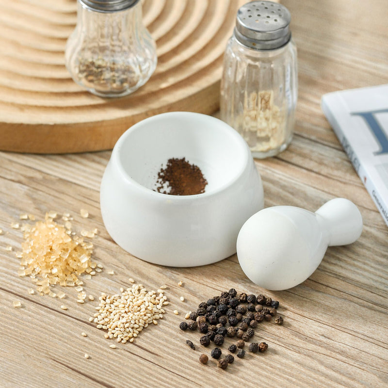 Mortar and Pestle Set, Pill Grinding Bowl,Pill Crusher and Spice Stone Grinder, 2.5 Inch, 1/2 Cup, Grinding is Efficient and Labor-Saving