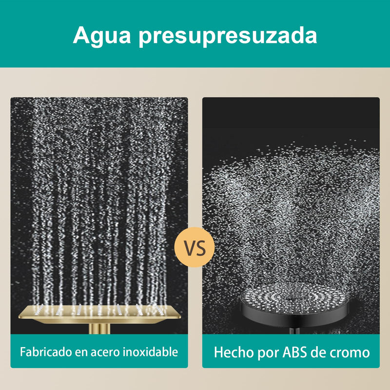 6 Inch Rain Shower head, High Flow Stainless Steel Rainfall Shower Head, High Pressure Design (Brushed Gold, Square) Brushed Gold