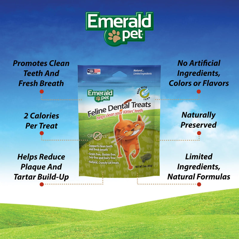 Feline Dental Treats — Tasty and Crunchy Cat Dental Treats Grain Free — Natural Dental Treats to Clean Cat Teeth, Freshen Cat Breath, and Reduce Plaque and Tartar Buildup — Tuna Treats, 3 oz - PawsPlanet Australia