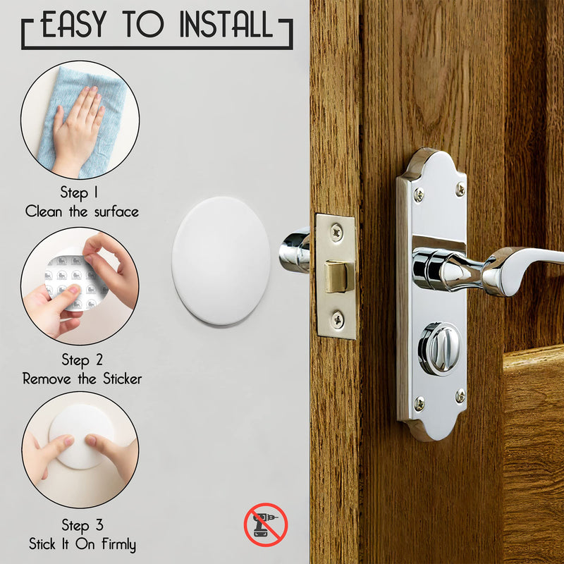 Door Stoppers - Large 3.15" (4 PCS) - Door Stoppers for Wall with Strong Back Adhesive - Quiet and Shock Absorbent Silicone Wall Protectors from Door Knobs - Protects Every Wall Surface - White Large Size 3.15" (4 PCS)