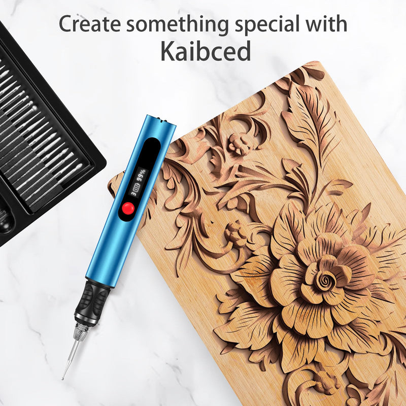 Engraving Pen for All Materials, Ultimate Cordless Portable Tool for Artists & DIYers, Portable Rotary Engraver Machine for Jewelry Wood Glass Stone Carving - Engrave 60+ Surfaces (Deep Blue) Deep Blue