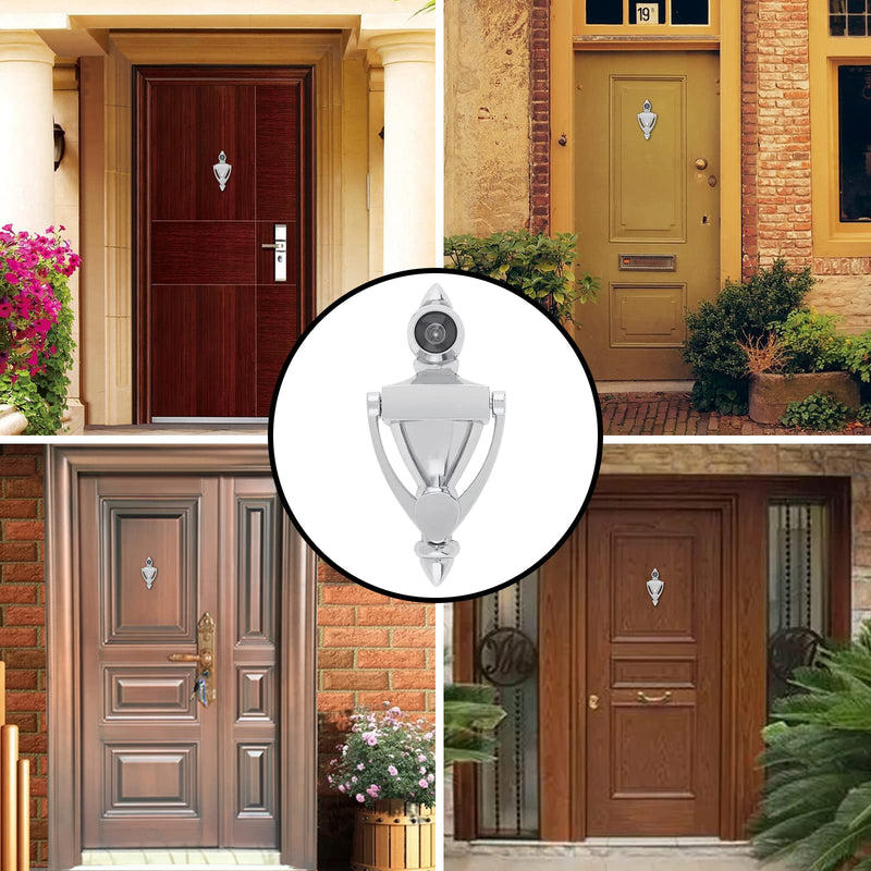 Door Knocker and Viewer, 5 Inch Height Knocker, 180-Degree View Angle Peephole, 9/16 inch Bore, for 1-3/8" to 1-7/8" Thickness Door (5 inch, Brushed Nickel)