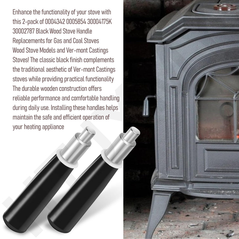 2 Pack 0004342 0005854 Black Wooden Stove Handle Replacement Part
