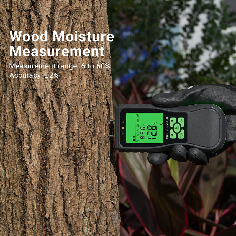 Digital Wood Moisture Meter, Water Leak Detector, Building Materials Humidity Tester, Pin Type Moisture Meter for Wall Masonry Concrete Cardboard Paper Firewood