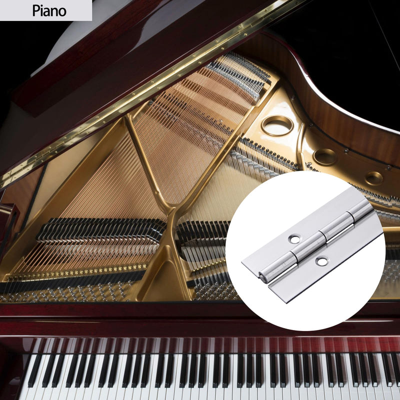 2 Pack Heavy Duty Piano Hinge 30 Inch x 2 Inch Stainless Steel Continuous & Piano Hinges with Holes, 30" Continuous Hinges for Cabinet, Door, DIY Wood Boxes, 0.060" Leaf Thickness, 2" Open Width