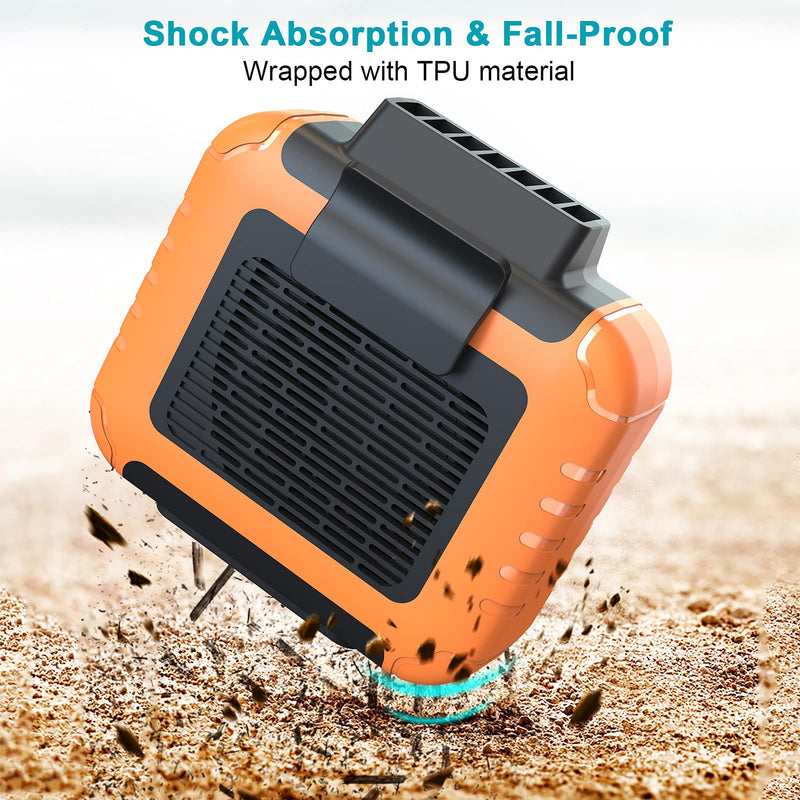 Portable Mini Waist Fan Rechargeable with 23H Working Time, 6200 RPM Strong Airflow, 3 Speed Levels, Belt Shirt Fan Clip on Waist Portable Cooling device for Blue Collar,Outdoor Working,Jobsite Orange
