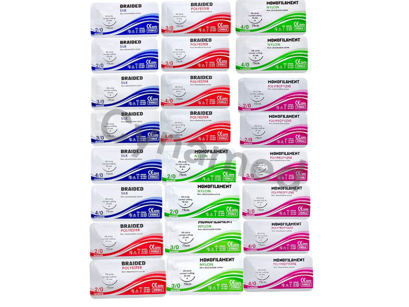 Premium Practice Sutures |Sutures Thread with Needle (24 Mixed 2/0,3/0,4/0) | for Nursing & Veterinary Students Suture Training | Suture Kit Companion | Demonstration & Student Use Only