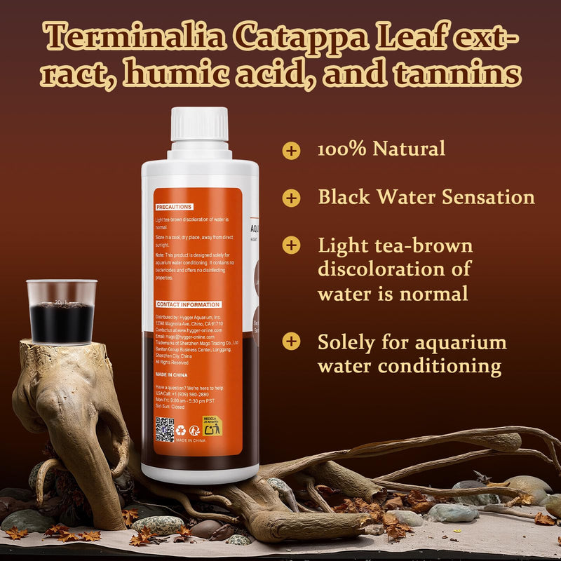 hygger Blackwater Aquarium Conditioner with Natural Olive Leaf Extract, Humic & Tannins, Regulate pH Value Soften Water Create Tropical Biotope Black Water Environment for Freshwater Aquarium (500ML) 500ML
