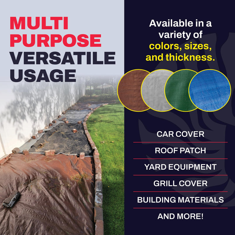 6' x 8' Brown/Silver Heavy Duty Tarp with Grommets Reinforced - 10 Mil Thick - Double Sided Plastic Waterproof Tarps - Large Tarpaulin Cover for Outdoor Camping Tent Tarp RV Roof Rain - Zebro 6' x 8'
