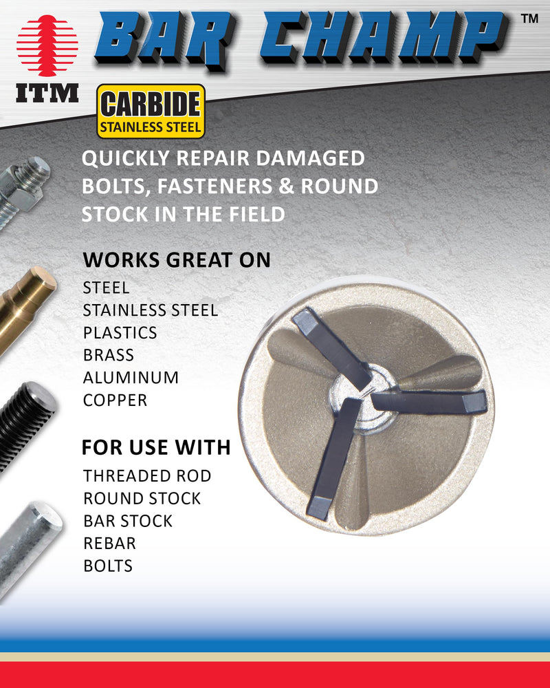ITM Bar Champ BAR-01C - Small Premium Deburring Tool and External Chamfer Tool - Carbide Bades for 1/8" to 3/4" material