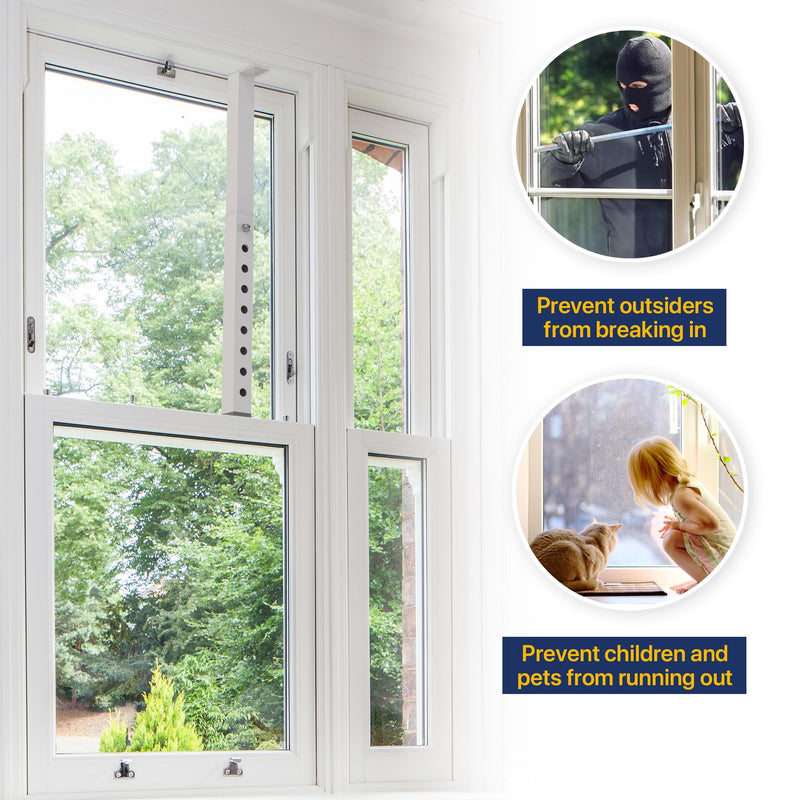 Adjustable Window Lock Bar, Shorter Window AC Security Bars for Child Safety, Window Stoppers for Small Vertical Sliding Windows/Dog Door, Extends from 9.8-16.7 in (Steel 1 Pcs) 1 Piece