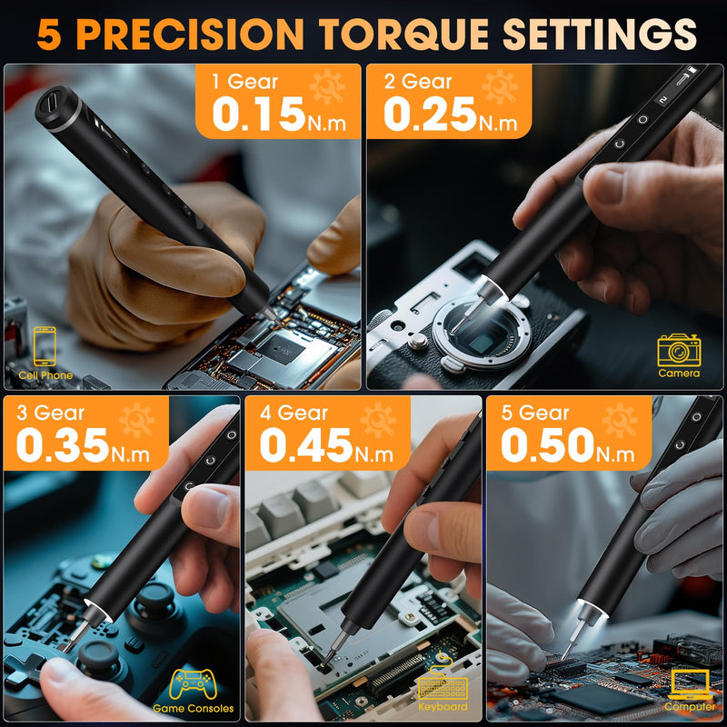Mini Electric Screwdriver,Cordless Precision Small Screwdriver Set 50 Black