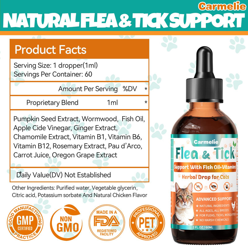 Flea and Tick Support Bundle for Dogs and Cats – Oral Flea Drops for Cats + Flea Drops for Dogs – Natural Flea Prevention for All Breeds & Ages
