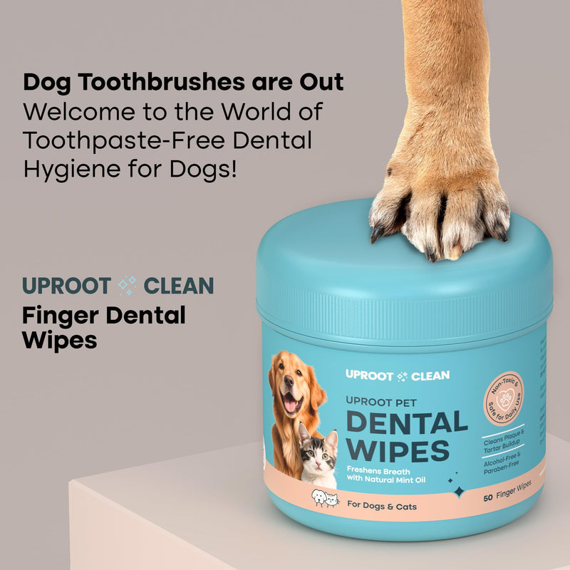 Uproot Cleaner Pro Pet Hair Remover & Dental Finger Wipes Set: The Ultimate Pet Hair Removal Tool for Non-Knit Surfaces & Cat and Dog Teeth Cleaning Wipes for Plaque, Tartar, & Breath