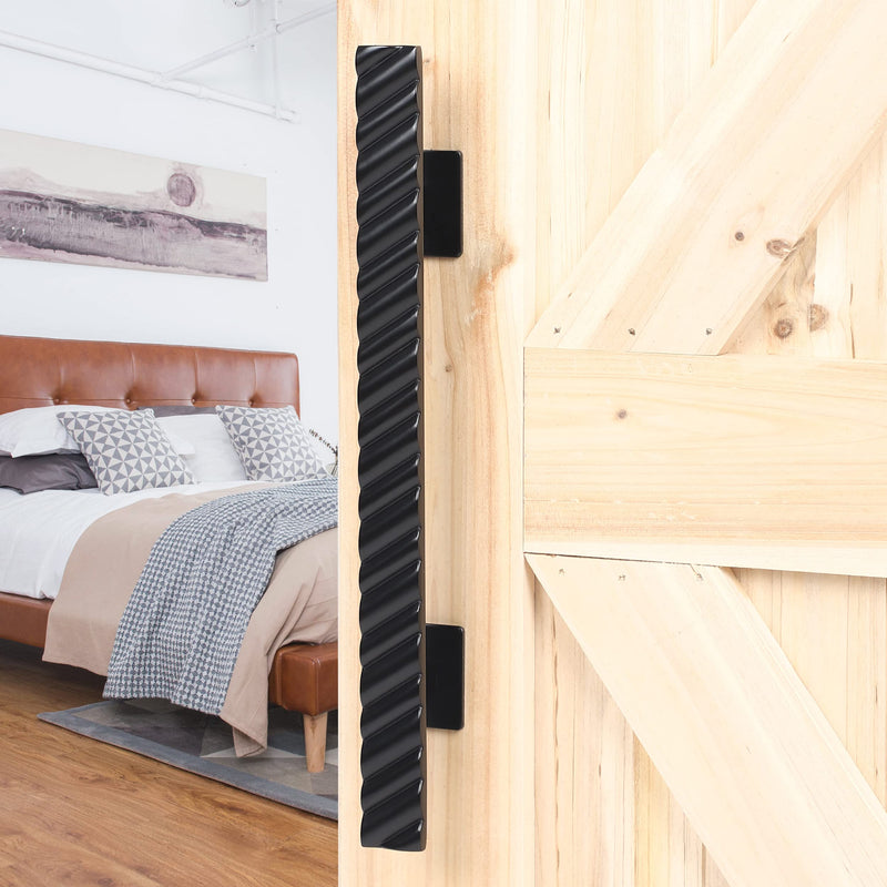 Solid Brass Sliding Barn Door Handles Set, 12 Inch Heavy Duty Two-Side Design, for DIY Sliding Barn Door Handle Gates Garages Sheds Furniture - Black Finish