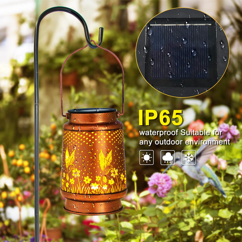 Hummingbird Solar Lantern Outdoor Hanging, Metal Bird Decor Waterproof LED Decorative Light for Garden Patio Yard Lawn Backyard Front Porch, Christmas Thanksgiving Birthday Gifts for Women Mom Grandma 1 Hummingbird