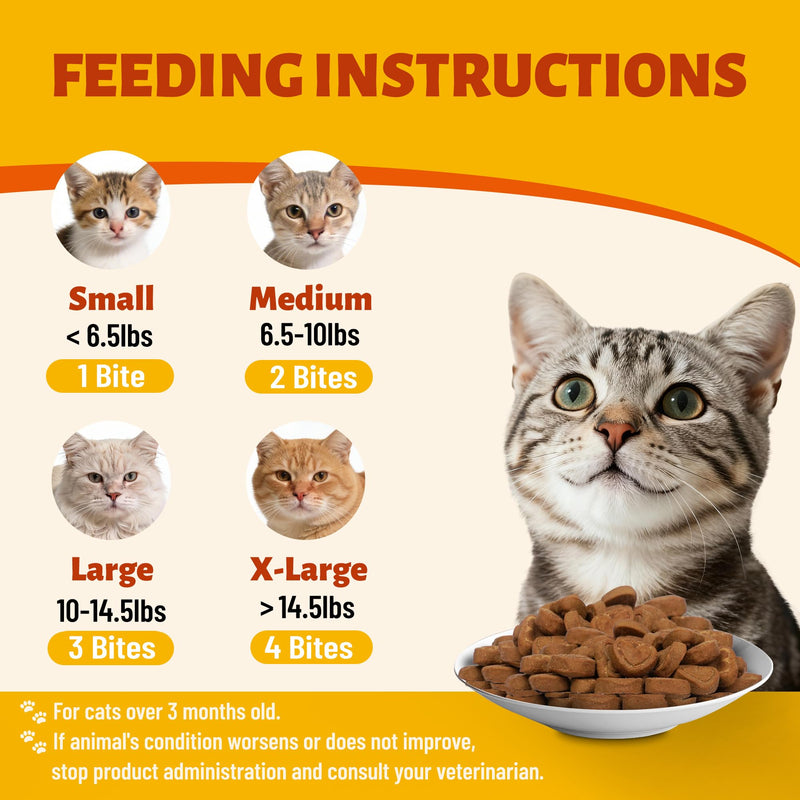 7.76 oz Cat Allergy Relief Bites - with Colostrum,Lysine,Taurine for Cats & Probiotic - Immune Support, Skin and Coat for Cats & Cat Digestive Support - Skin and Coat Supplement