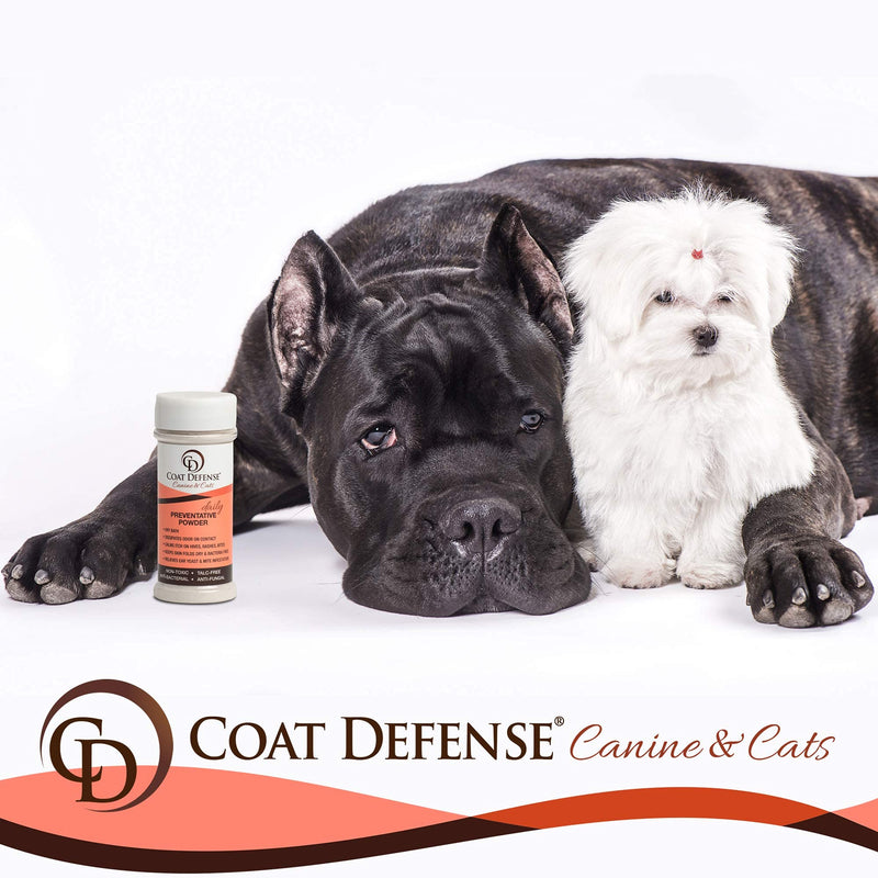 COAT DEFENSE Canine Daily Preventative Powder - Waterless Dog & Cat Dry Shampoo & Pet Deodorizer, Provides Itchy Skin Relief, Wound Care for Dogs & Dog Odor Removal Powder, 6 oz - PawsPlanet Australia