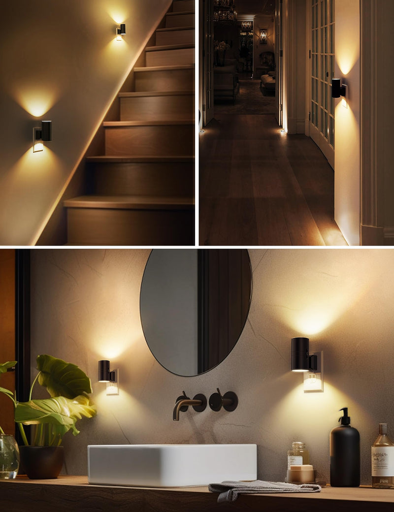 L LOHAS LED Night Light Plug in, Modern Night Lights Plug into Wall, Dusk to Dawn Sensor, Soft White 3000K, 0-100LM Adjustable Brightness, Dimmable Night Lights for Hallway Bedroom Stairway, 2 Pack 3000K-soft white