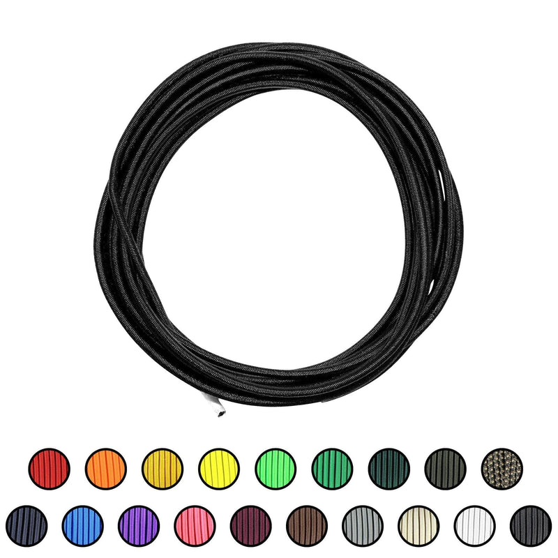 SGT KNOTS Marine Grade Bungee Cord - 100% Elastic Cord, Dacron Polyester Bungee Shock Cord for DIY, Tie Downs, Commercial Uses | 1/8", Black 1/8" x 25ft