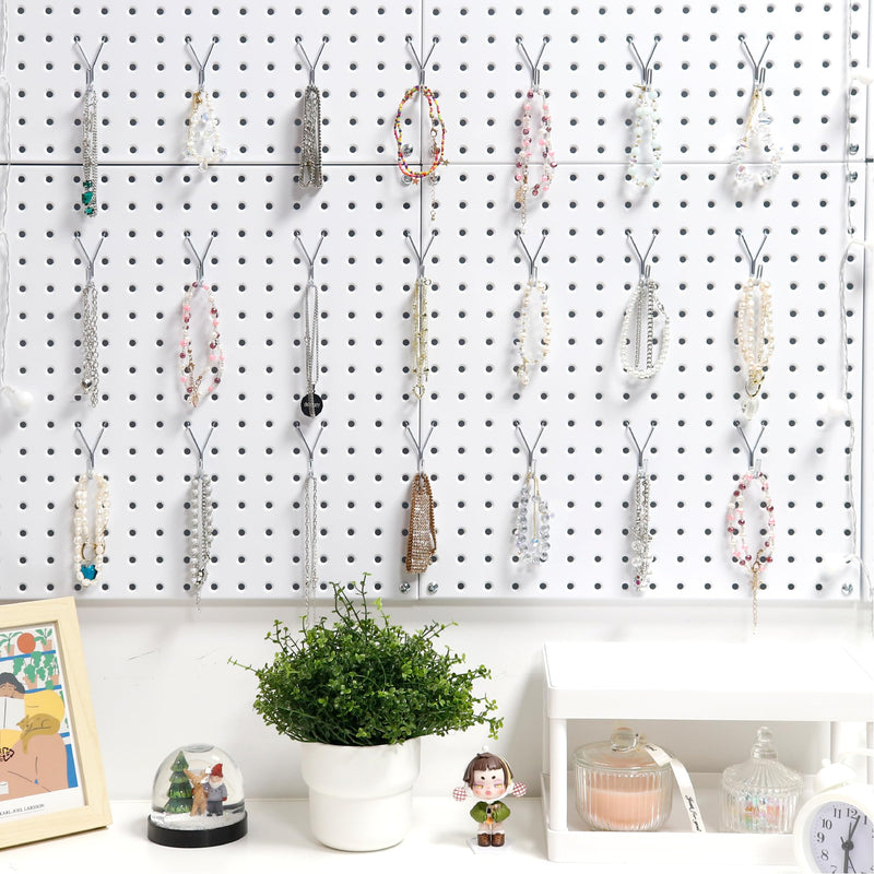 HUHOLE Pegboard Hooks, J-Hook, 1 Inch Black Hooks 40 Pack, Ideal Display Pegs for Hanging Jewelry, Necklaces, Keys, Retail Items, Small Tools, Will Not Fall Out, Fit 1/8” 3/16” Peg Boards 1" J-Hook 40PC Black