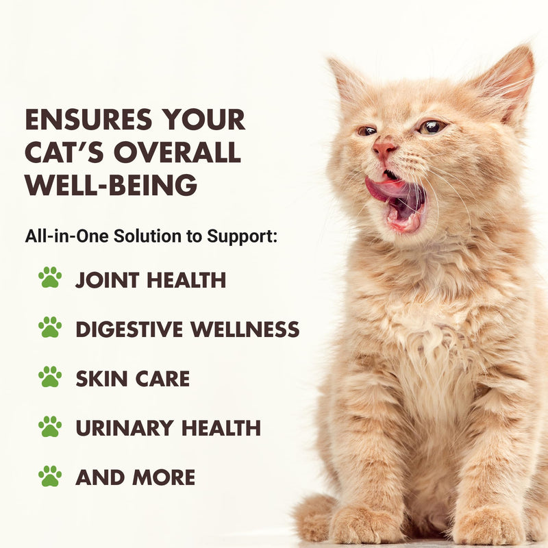LIQUID-VET Premium 10-in-1 Cat Wellness Multi-Supplement: Glucosamine, Cranberry Extract, Prebiotics, for Cats – Ultimate Feline Joint, Urinary, Skin, Immune, Digestive Formula Specifically for Cats Unflavored 8 Fluid ounce
