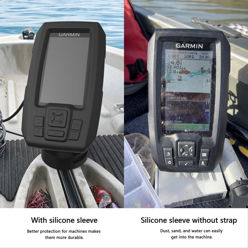 Fish Finder Protective Silicone Skin Case Cover Compatible with Garmin Striker Plus 4 (010-01870-00) and Garmin Striker Vivid 4cv (010-02550-00) (Black)