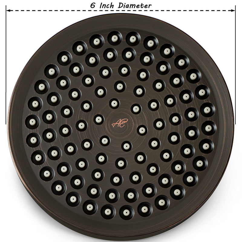 Aqua Elegante High Pressure Rain Shower Head - 6 Inch Luxury Rainfall Showerhead - Great Flow And Best Overhead With Adjustable Extension Arm, 2.5 GPM - Oil-Rubbed Bronze Oil Rubbed Bronze