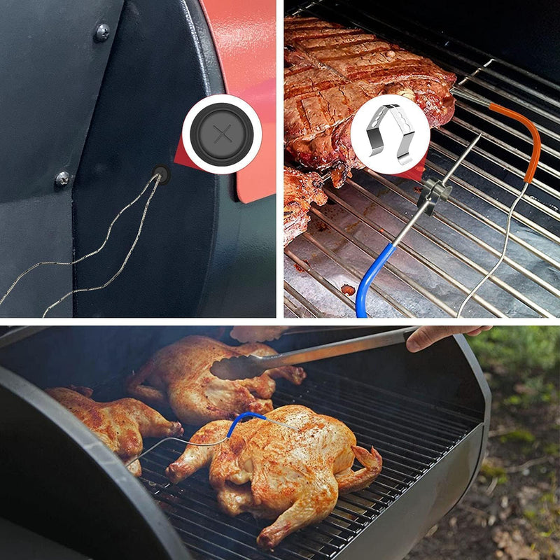 Replacement Meat Probe for Traeger Pellet Grill, 2-Pack Temperature Probes, with 2 Pcs Grommets and 2 Pcs Clips, 3.5 mm Plug Waterproof Thermometer Probe Accessories