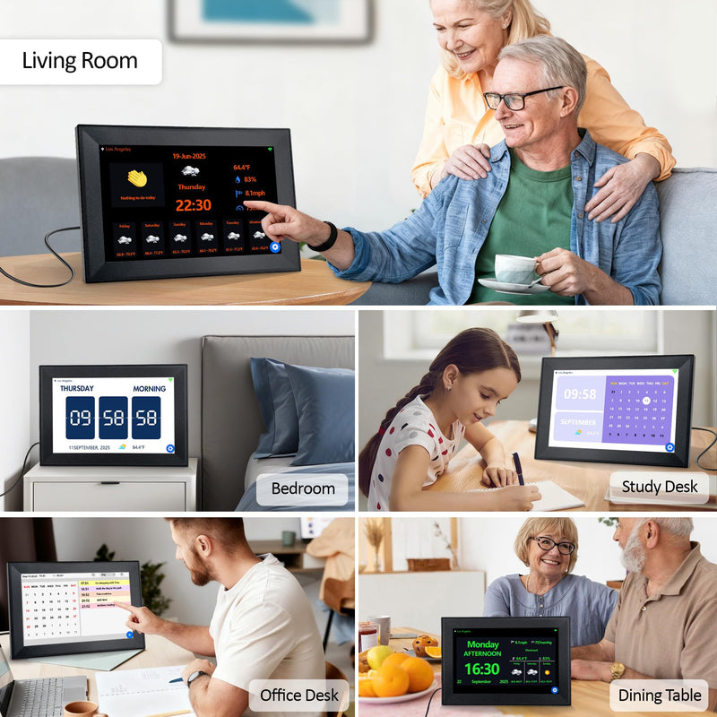 WiFi 10.1 Inch Digital Calendar Chore Chart, Smart Touchscreen Electronic Calendar Family Planner for Scheduling/Organizing/Reminders (WiFi Touchscreen Black) Wifi Touchscreen Black