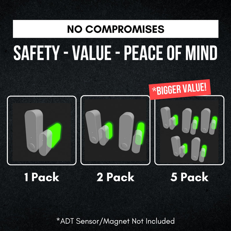 ADT Alarm Magnet Riser | 5 Pack Glow in The Dark Set with 3M Adhesive - Easy Mount to Any Doorway, Window, and Entryway | Ring Sensor/Magnet Not Included (1 inch) 1 inch
