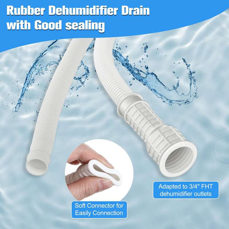 Saillong Patent Pending Dehumidifier Drain Hose, Flexible Universal Drain Hose with Cuttable Rubber Adapter and Connect Clamp, Hose Replacement for Dehumidifiers, Air Conditioners(13 Feet) 13 feet