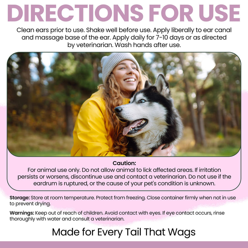 Chew + Heal Labs Dog Ear Cleaner - Medicated Dog Ear Buildup Drops for Dirt and Wax - 4 oz Advanced Flush with Chlorohexidine and Ketoconazole - Made in the USA 4oz
