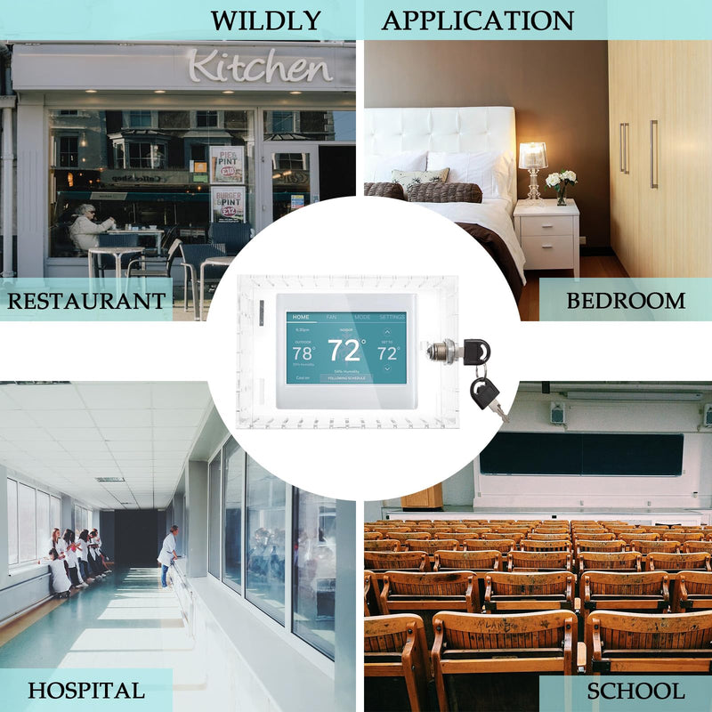 Thermostat Lock Box with Key Thermostat Lock Box Large Thermostat Cover with Lock Universal Clear Thermostat Guard for Thermostats on Wall Fits Thermostat 6.5''*4.72''*2.2'' or Smaller