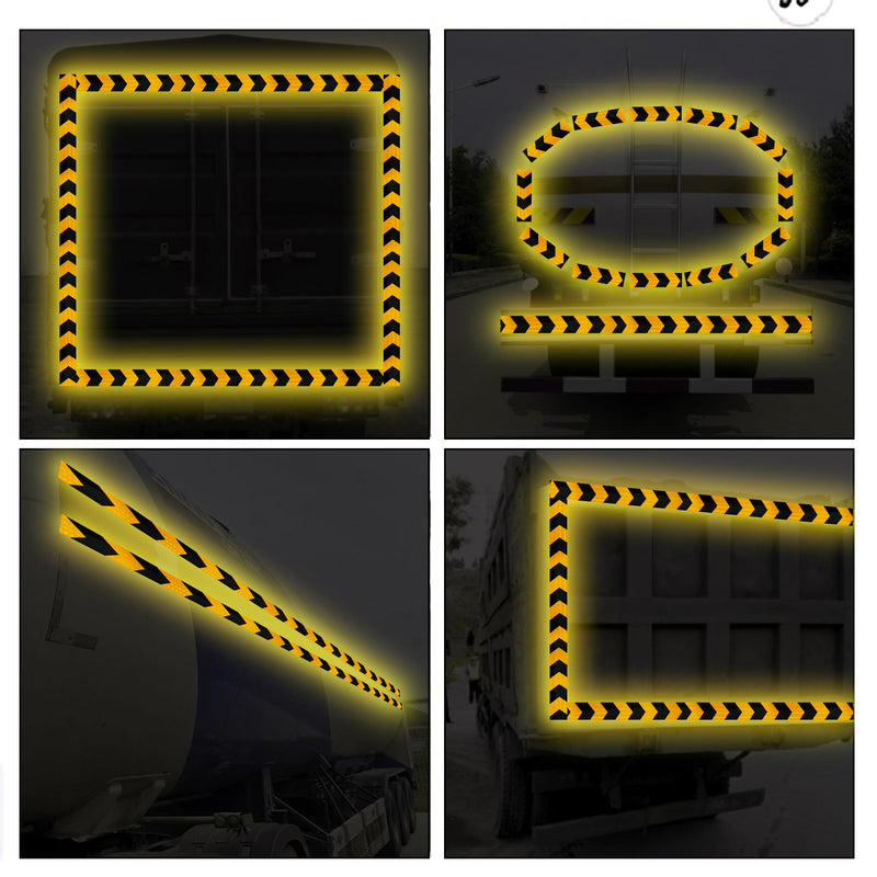 SWRT 2 Inch X 30 FT Reflective Tape Outdoor Waterproof Black & Yellow Reflective Tape Heavy Duty Strong Adhesive Hazard Caution Safety Warning Tape Reflector Conspicuity Tape for Trailer 2IN x 30FT