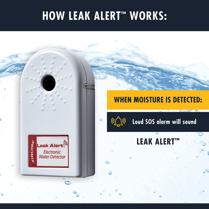 Zircon Leak Alert Water Leak Detector & Flood Sensor Alarm/Water Leak Sensor with Dual Leak Alarms 90Db Audio/Battery Powered (2 Pack) Batteries Not Included (72311) White 2 Pack Audio Only
