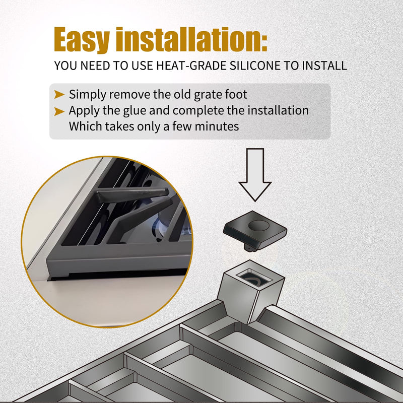 8 Packs 826885 Stove Rubber Feet Compatible with Wolf CG Series Gas Cooktop Range Burner,Gas Cooktops Burner Grate Pad Fit for CG304T/S CG304P/S CG365P/S CG365T/S And More